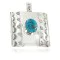 Certified Authentic Bear Paw Handmade Navajo Nickel Natural Turquoise Native American Pendant 13071
