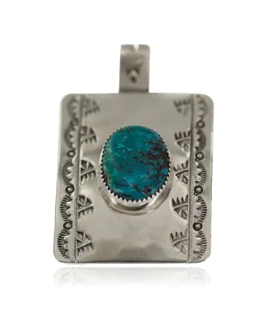 Certified Authentic Bear Paw Handmade Nickel Navajo Natural Turquoise Native American Pendant 94005-3