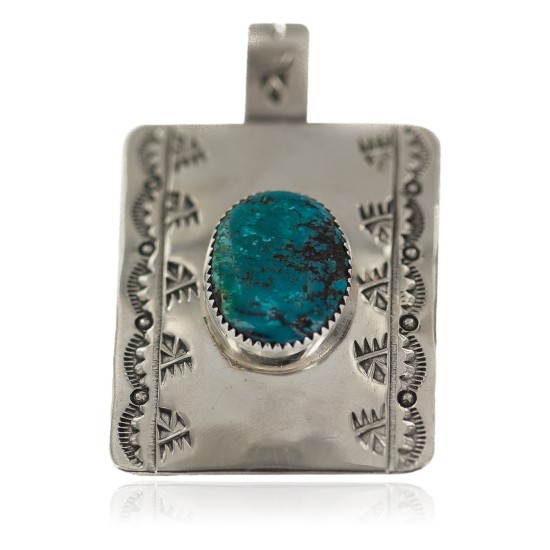 Certified Authentic Bear Paw Handmade Nickel Navajo Natural Turquoise Native American Pendant 94005-3