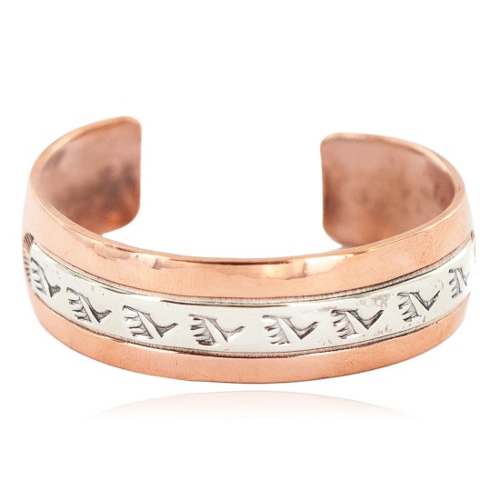 Certified Authentic Bear paw Navajo .925 Sterling Silver Handmade Native American Pure Copper Bracelet  13098-2