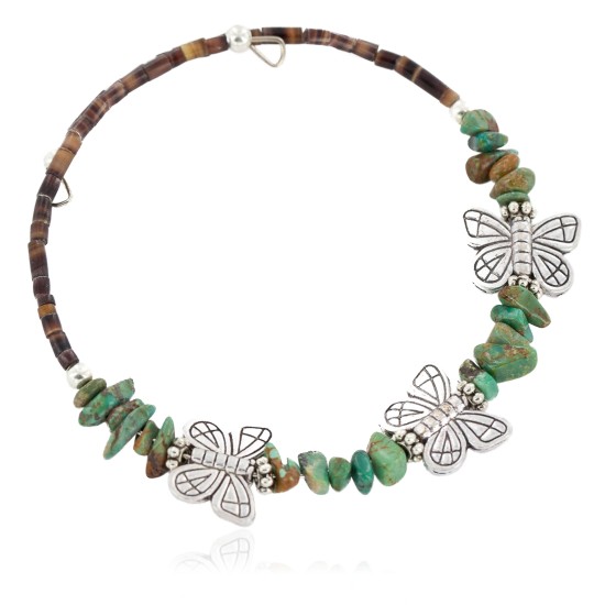 Certified Authentic Butterfly Navajo Natural Turquoise Heishi Adjustable Wrap Native American Bracelet 13049-13 Certified Authentic Butterfly Navajo Natural Turquoise Heishi Adjustable Wrap Native American Bracelet 13049-13