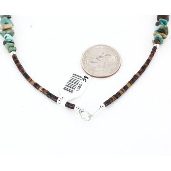 Certified Authentic C Litlte Navajo .925 Sterling Silver Natural Turquoise Native American Necklace 371051447164