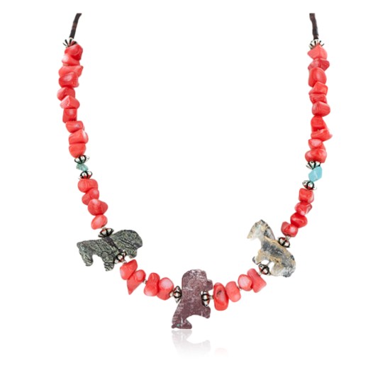 Certified Authentic Carved Horse Navajo .925 Sterling Silver Natural Turquoise Coral Jasper Native American Necklace 34061 Certified Authentic Carved Horse Navajo .925 Sterling Silver Natural Turquoise Coral Jasper Native American Necklace 34061