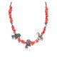 Certified Authentic Carved Horse Navajo .925 Sterling Silver Natural Turquoise Coral Jasper Native American Necklace 34061