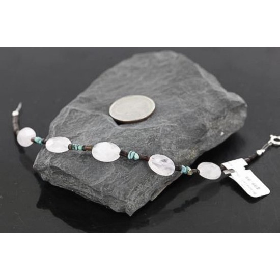 Certified Authentic Charlene Litle Navajo .925 Sterling Silver Natural Turquoise Quartz Native American Bracelet 370980049788 All Products 12201-16 370980049788 (by LomaSiiva)