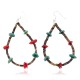 Certified Authentic Dangle .925 Sterling Silver Hooks Natural Turquoise Heishi Coral Hoop Native American Dangle Earrings 18013-30