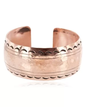 Certified Authentic Hammered Handmade Navajo Pure Copper Native American Bracelet 12963-1