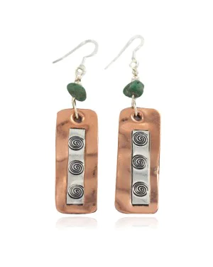 Handmade Navajo Natural Turquoise Sterling Silver Dangle Earrings 18210-1