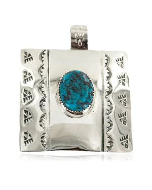 Certified Authentic Handmade Bear Paw Nickel Navajo Natural Turquoise Native American Pendant 13071-10 Certified Authentic Handmade Bear Paw Nickel Navajo Natural Turquoise Native American Pendant 13071-10