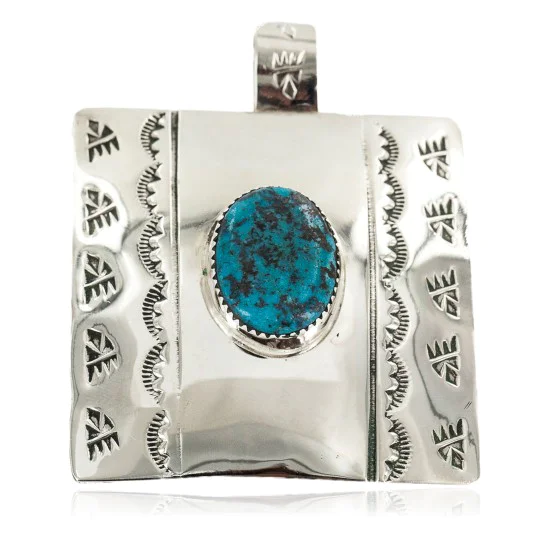 Certified Authentic Handmade Bear Paw Nickel Navajo Natural Turquoise Native American Pendant 13071-10 Certified Authentic Handmade Bear Paw Nickel Navajo Natural Turquoise Native American Pendant 13071-10