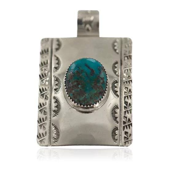 Certified Authentic Handmade Bear Paw Nickel Navajo Natural Turquoise Native American Pendant 94005-2 Certified Authentic Handmade Bear Paw Nickel Navajo Natural Turquoise Native American Pendant 94005-2