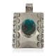 Certified Authentic Handmade Bear Paw Nickel Navajo Natural Turquoise Native American Pendant 94005-2