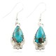 Certified Authentic Handmade Navajo .925 Sterling Silver Dangle Native American Earrings Natural Turquoise 27188-3