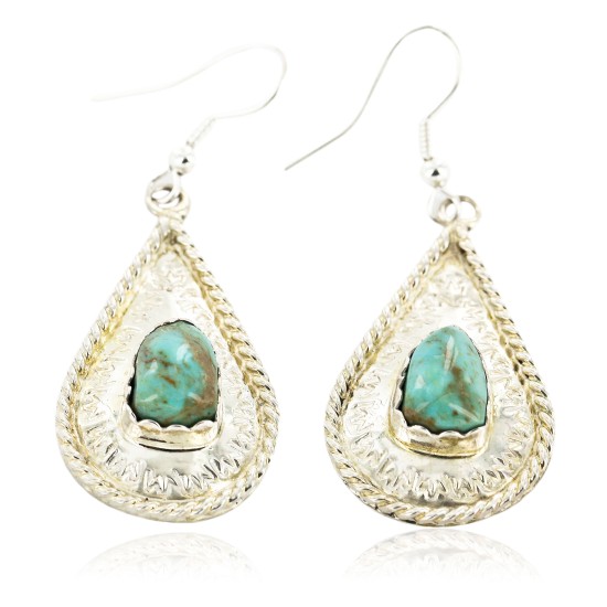 Certified Authentic Handmade Navajo .925 Sterling Silver Dangle Native American Earrings Natural Turquoise 27190-1 Certified Authentic Handmade Navajo .925 Sterling Silver Dangle Native American Earrings Natural Turquoise 27190-1
