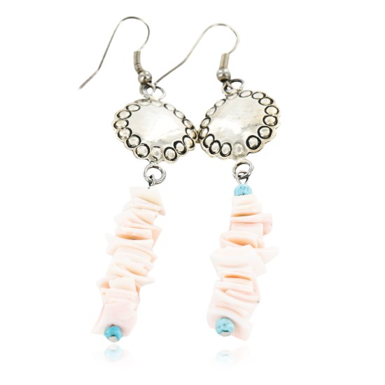 Certified Authentic Handmade Navajo .925 Sterling Silver Dangle Native American Earrings Natural Turquoise Spiny Oyster 18032-2 Certified Authentic Handmade Navajo .925 Sterling Silver Dangle Native American Earrings Natural Turquoise Spiny Oyster 18032-2