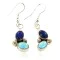 Certified Authentic Handmade Navajo .925 Sterling Silver Native American Natural Turquoise Lapis Dangle Earrings 27117