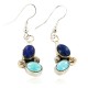 Certified Authentic Handmade Navajo .925 Sterling Silver Native American Natural Turquoise Lapis Dangle Earrings 27117 Certified Authentic Handmade Navajo .925 Sterling Silver Native American Natural Turquoise Lapis Dangle Earrings 27117