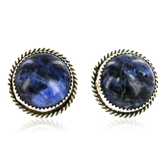 Certified Authentic Handmade Navajo .925 Sterling Silver Natural Lapis Stud Native American Earrings 24391-9 Certified Authentic Handmade Navajo .925 Sterling Silver Natural Lapis Stud Native American Earrings 24391-9