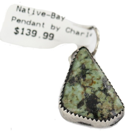 Certified Authentic Handmade Navajo .925 Sterling Silver Natural Mountain Turquoise Native American Pendant 740114-2