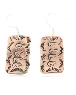 Certified Authentic Handmade Navajo Bear Pure Copper Dangle Native American Earrings 18170-5