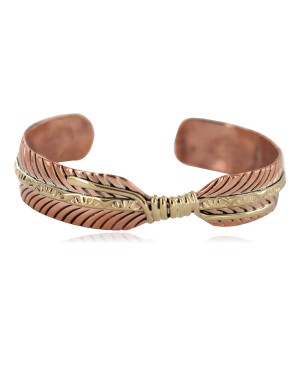 Certified Authentic Handmade Navajo Brass Native American Pure Copper Bracelet  92023-4