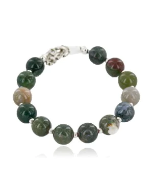 Certified Authentic Navajo Natural Agate Link Native American Bracelet 12742-105