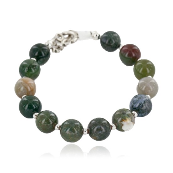 Certified Authentic Navajo Natural Agate Link Native American Bracelet 12742-105 Certified Authentic Navajo Natural Agate Link Native American Bracelet 12742-105