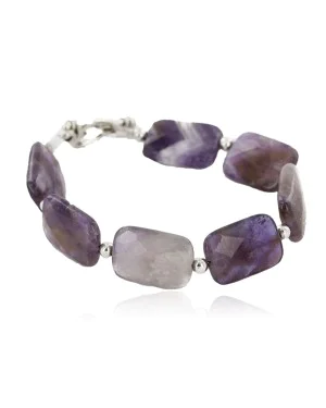 Certified Authentic Navajo Natural Amethyst Link Native American Bracelet 12742-108