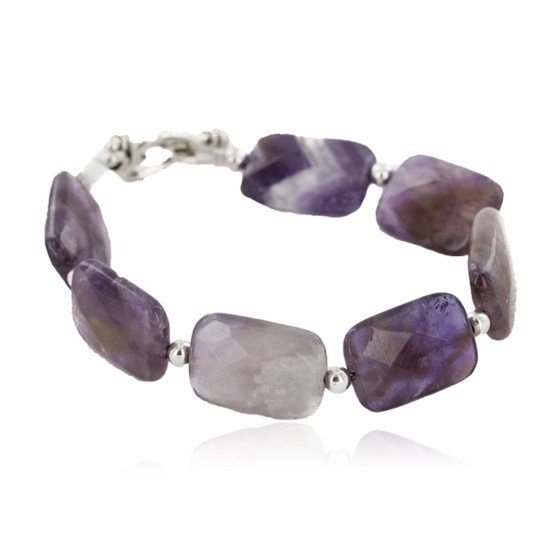 Certified Authentic Navajo Natural Amethyst Link Native American Bracelet 12742-108 Certified Authentic Navajo Natural Amethyst Link Native American Bracelet 12742-108