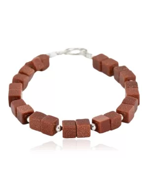 Certified Authentic Navajo Natural Goldstone Link Native American Bracelet 12742-111