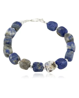 Certified Authentic Navajo Natural Lapis Link Native American Bracelet 12742-104