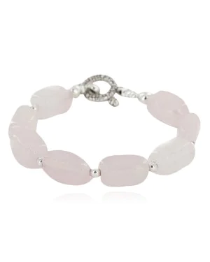 Certified Authentic Navajo Natural Native American Pink Quartz Link Bracelet 12742-112