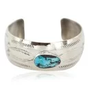 Certified Authentic Handmade Navajo Natural Turquoise Native American Nickel Bracelet 13092-2