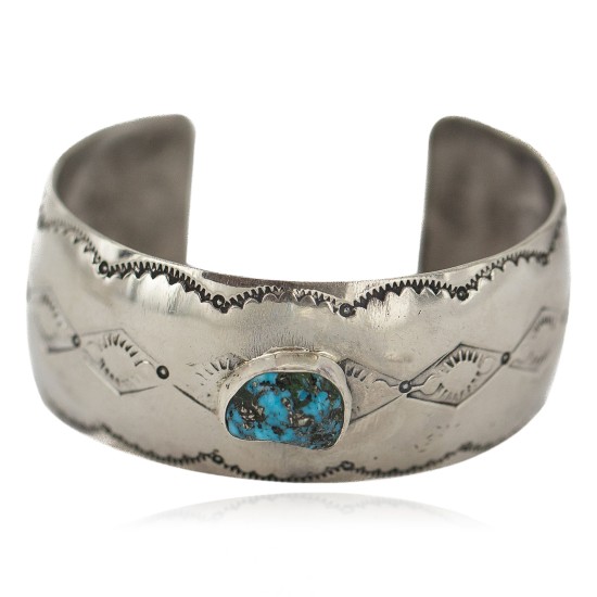 Certified Authentic Handmade Navajo Natural Turquoise Native American Nickel Bracelet 92001-3 Certified Authentic Handmade Navajo Natural Turquoise Native American Nickel Bracelet 92001-3