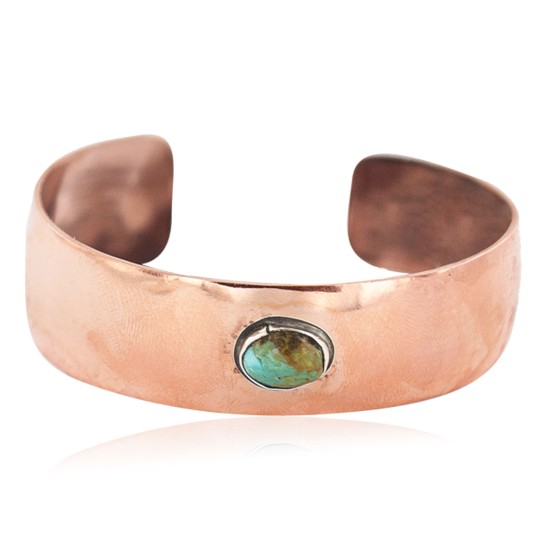 Certified Authentic Handmade Navajo Natural Turquoise Native American Pure Copper Bracelet 13123-1 Certified Authentic Handmade Navajo Natural Turquoise Native American Pure Copper Bracelet 13123-1