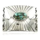 Certified Authentic Handmade Navajo Nickel Natural Turquoise Native American Buckle 1198