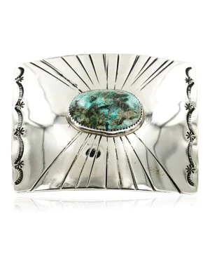 Certified Authentic Handmade Navajo Nickel Natural Turquoise Native American Buckle 1198 Certified Authentic Handmade Navajo Nickel Natural Turquoise Native American Buckle 1198