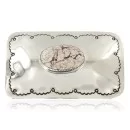 Certified Authentic Handmade Navajo Nickel White Howlite Native American Buckle 1208-1