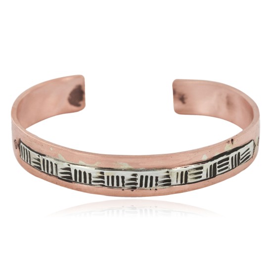 Certified Authentic Handmade Navajo Pure Copper and .925 Sterling Silver Native American Bracelet 12952-2