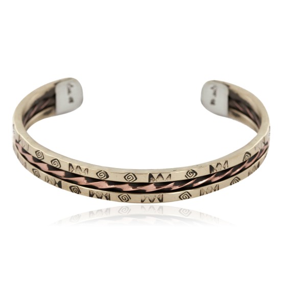 Certified Authentic Handmade Navajo Pure Copper and Brass Native American Bracelet 12958-3 Certified Authentic Handmade Navajo Pure Copper and Brass Native American Bracelet 12958-3