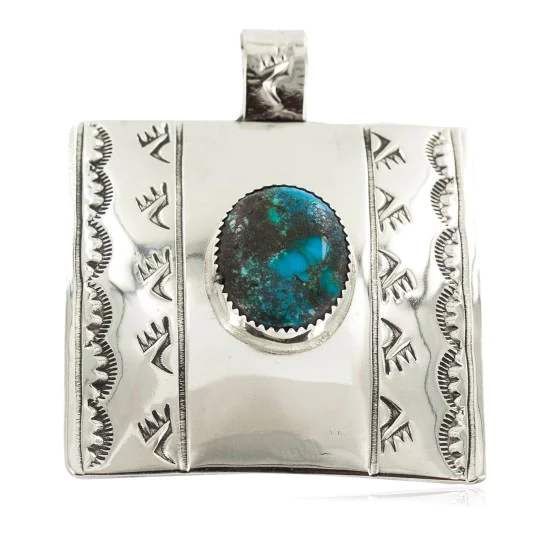 Certified Authentic Handmade Nickel Bear Paw Nickel Navajo Natural Turquoise Native American Pendant 13071-2 Certified Authentic Handmade Nickel Bear Paw Nickel Navajo Natural Turquoise Native American Pendant 13071-2