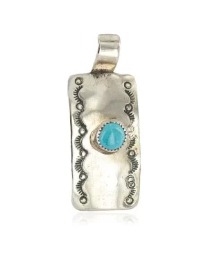 Certified Authentic Handmade Nickel Natural Turquoise Navajo Native American Pendant 13167-2 Certified Authentic Handmade Nickel Natural Turquoise Navajo Native American Pendant 13167-2
