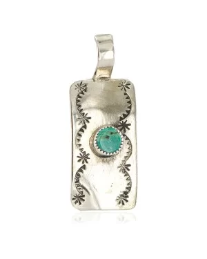 Handmade Navajo Nickel Natural Turquoise Pendant NB160428213340