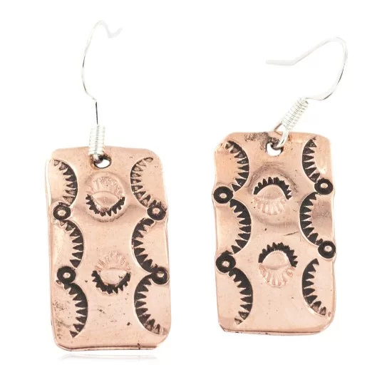 Handmade Pure Copper Navajo Dangle Earrings NB160205184042 Handmade Pure Copper Navajo Dangle Earrings NB160205184042