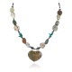 Certified Authentic Heart Navajo .925 Sterling Silver Natural Turquoise Green Jasper Hematite Native American Necklace 16090-4