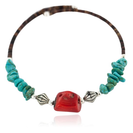 Certified Authentic Heishi Coral Navajo Native American Adjustable Wrap Bracelet 13151-8