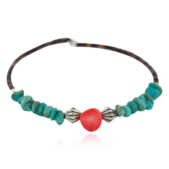 Certified Authentic Heishi Coral Turquoise Navajo Native American Adjustable Wrap Bracelet 13151-160