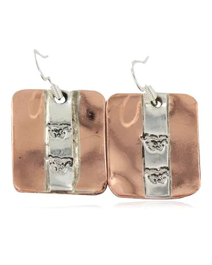 Certified Authentic Horse .925 Sterling Silver Handmade Navajo Native American Pure Copper Dangle Earrings 18249-2 Certified Authentic Horse .925 Sterling Silver Handmade Navajo Native American Pure Copper Dangle Earrings 18249-2
