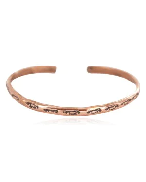 Certified Authentic Horse Handmade Navajo Native American Pure Copper Bracelet 13156-3