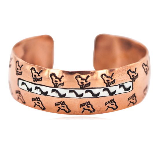 Certified Authentic Horse Head .925 Sterling Silver Handmade Navajo Native American Pure Copper Bracelet  92018-7